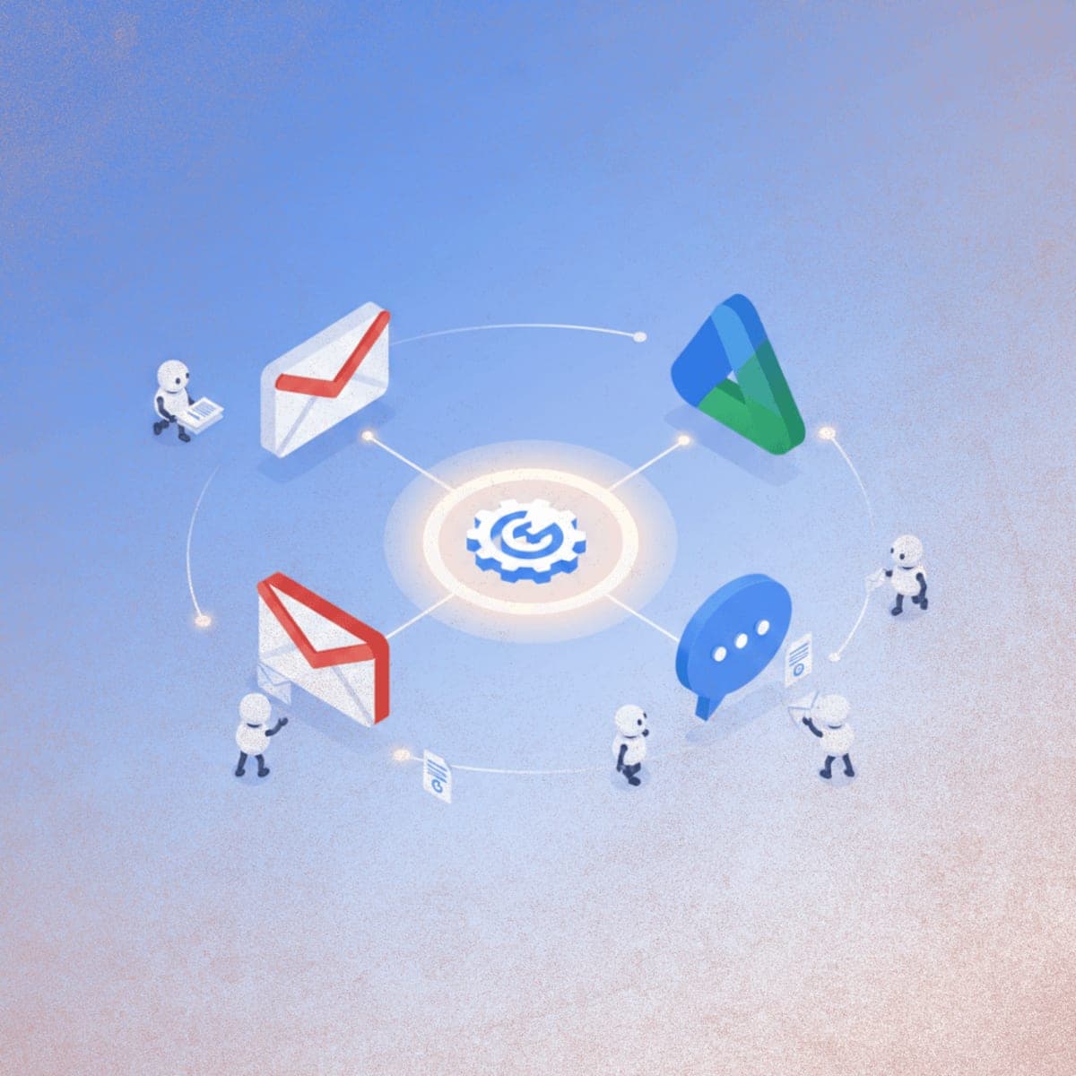 Google Workspace Studio AI agents connecting Gmail, Drive, and Chat for automated workflows