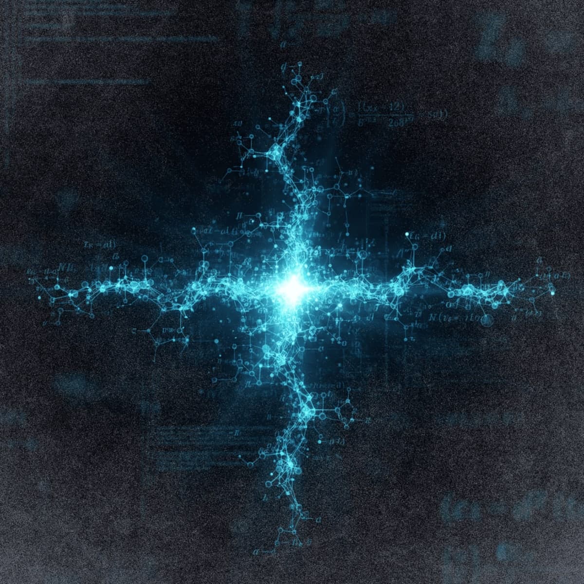 Abstract visualization of a neural network with glowing blue nodes and pathways representing AI reasoning processes