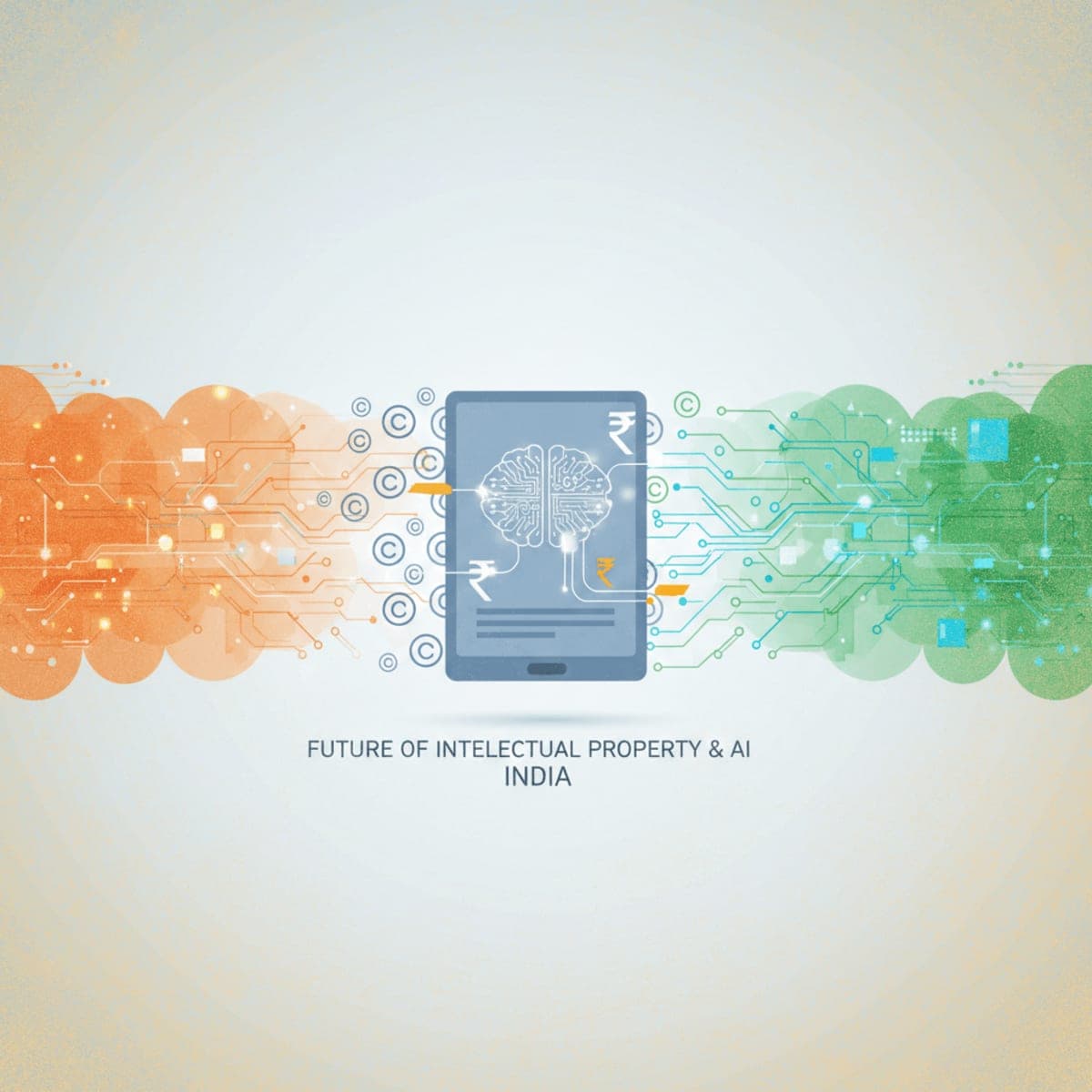Illustration representing India's proposed AI copyright royalty framework with digital and legal imagery