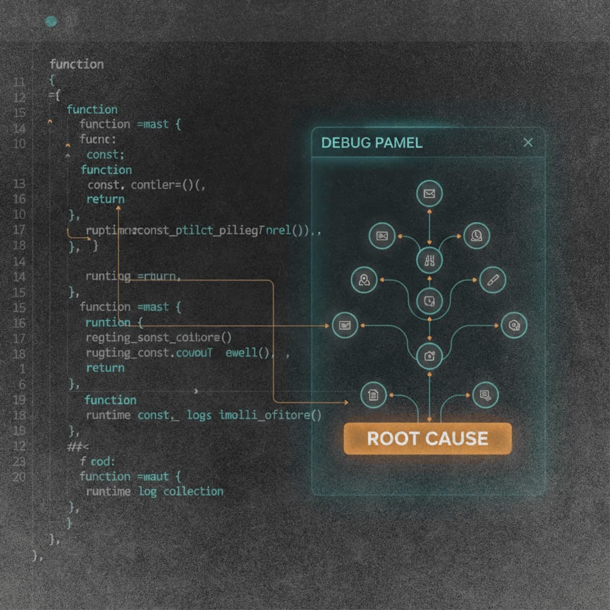 Cursor Debug Mode interface showing hypothesis generation and runtime log collection in a dark-themed code editor