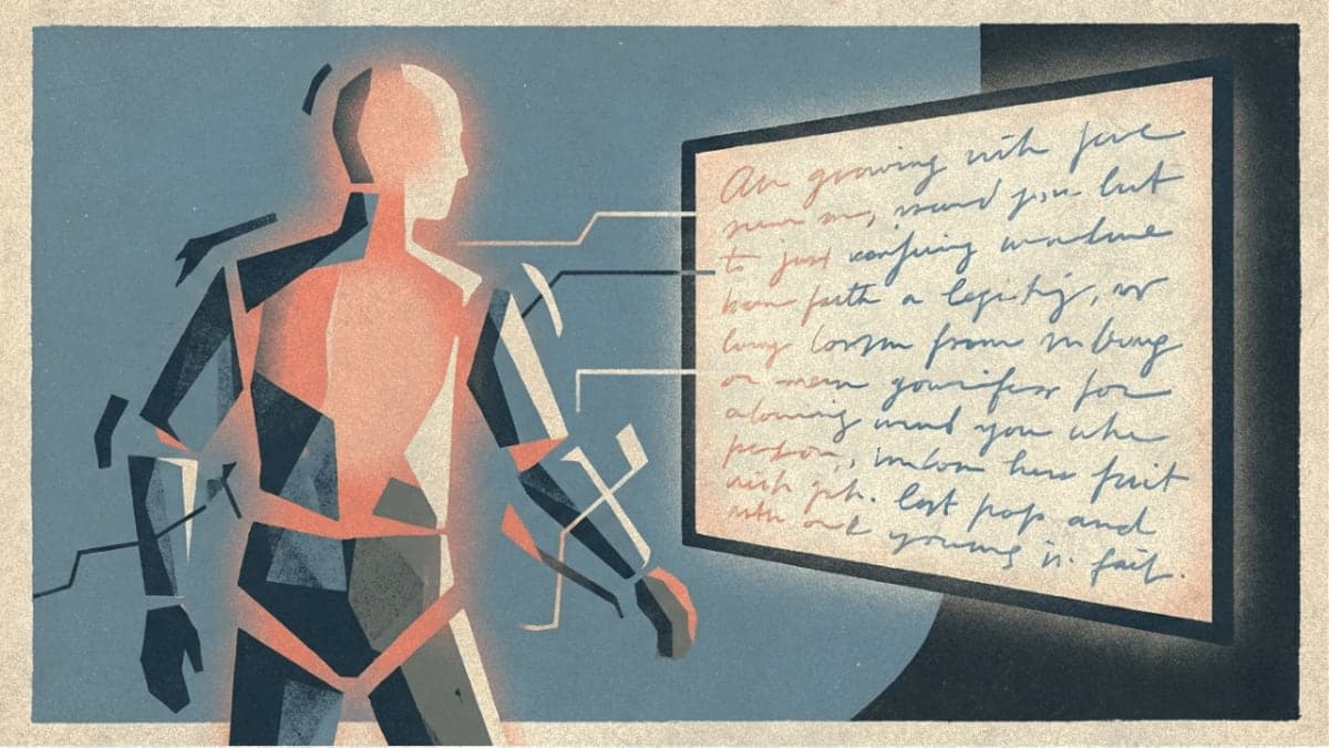 Conceptual illustration of a fragmented human figure facing a digital screen, representing the disconnect between AI language and psychological understanding