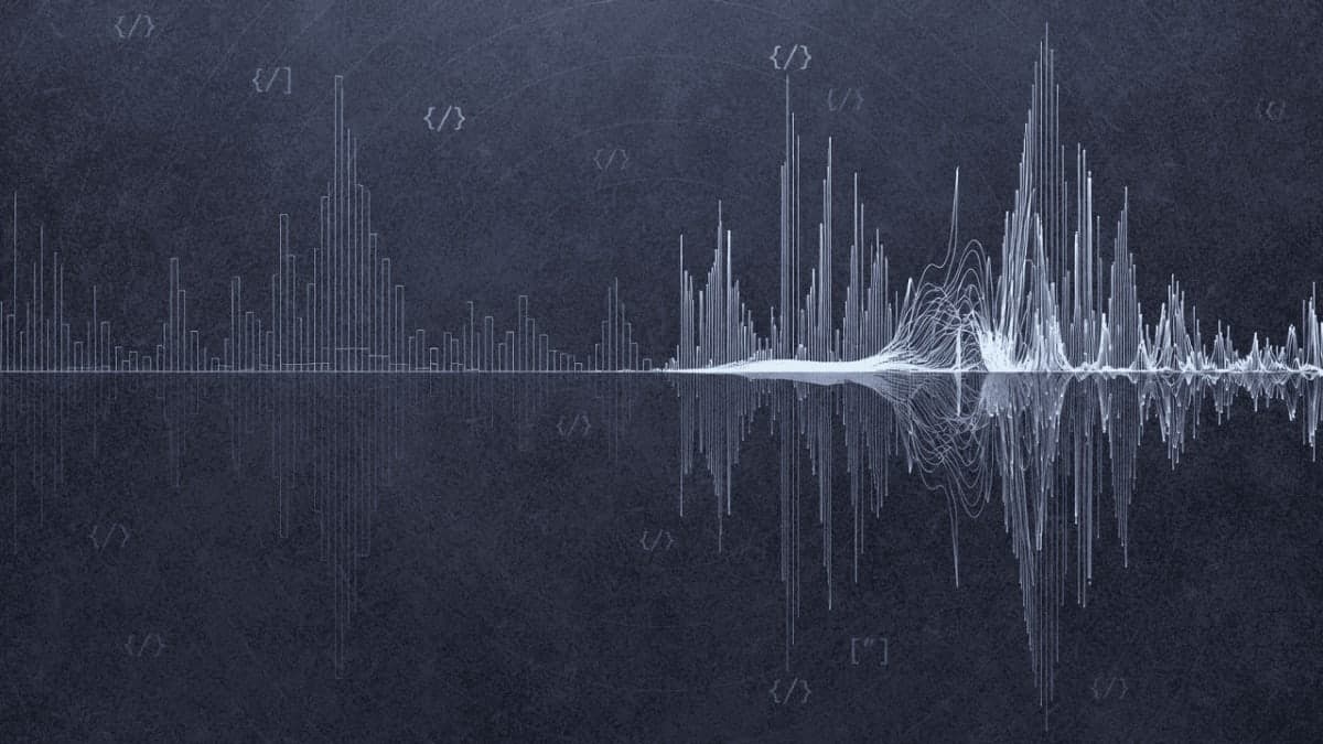 Audio waveform visualization showing quality improvement from low to high fidelity