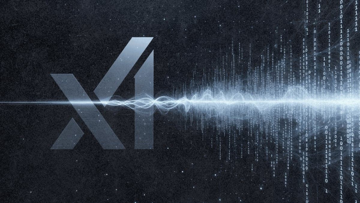 Stylized soundwave visualization representing xAI's Grok Voice Agent API for real-time speech processing