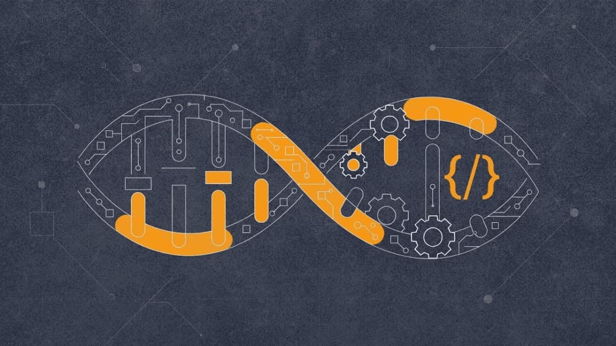 Abstract illustration of two intertwined strands representing AI models and tools connecting together in Strands Agents' model-driven architecture