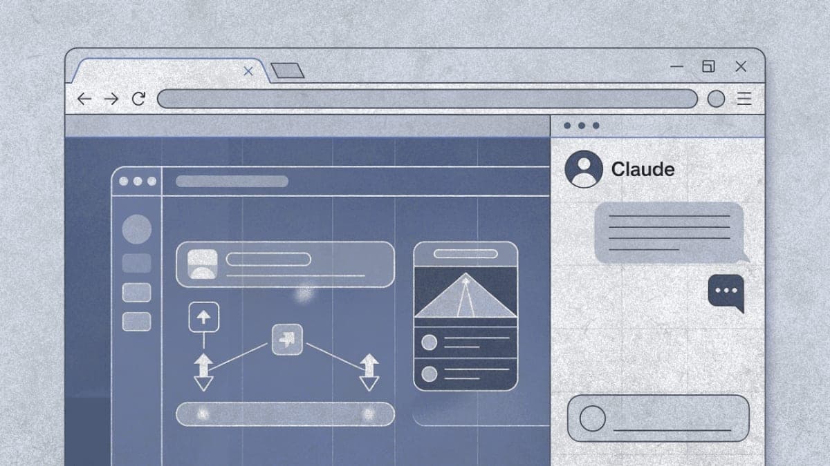 Claude for Chrome browser extension showing the side panel interface alongside a web application