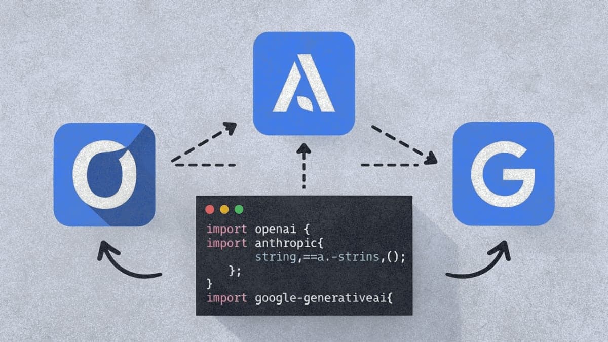 Diagram showing multiple LLM providers connecting to a single aisuite interface in Python