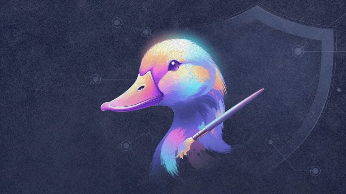 DuckDuckGo Duck.ai logo concept with AI image generation visual elements