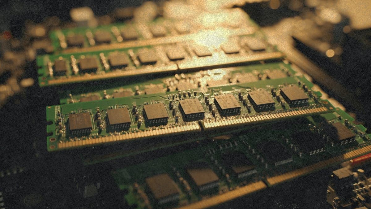 RAM memory modules with empty motherboard slots suggesting chip scarcity