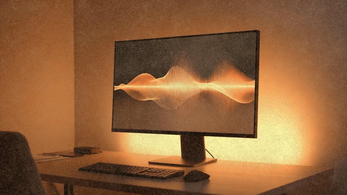 Abstract sound wave visualization representing voice-first AI technology