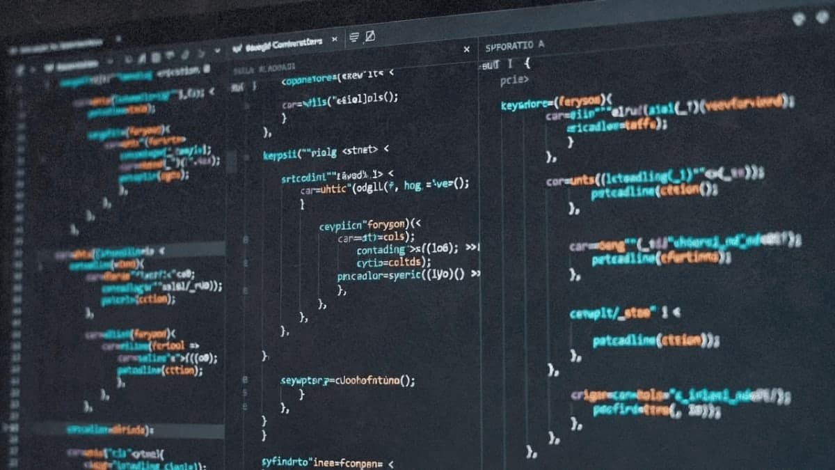 Abstract visualization of recursive code structures with nested blocks in blue and amber