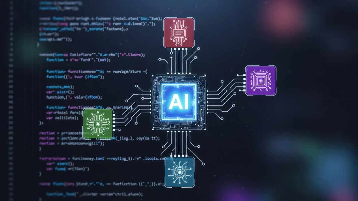 Diagram showing a main AI agent delegating tasks to three parallel subagents in a code editor environment