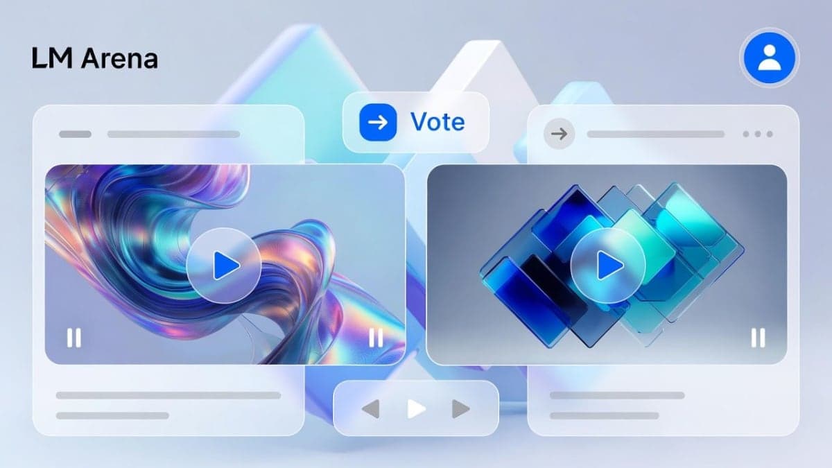 LM Arena Video Arena interface showing two anonymous AI-generated videos for comparison voting ---
