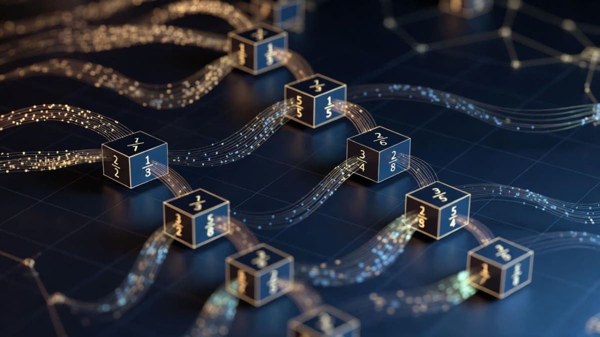 Abstract visualization of a Stern-Brocot tree structure with mathematical fractions at each node, representing the algorithmic method used to reverse-engineer Claude's pricing limits