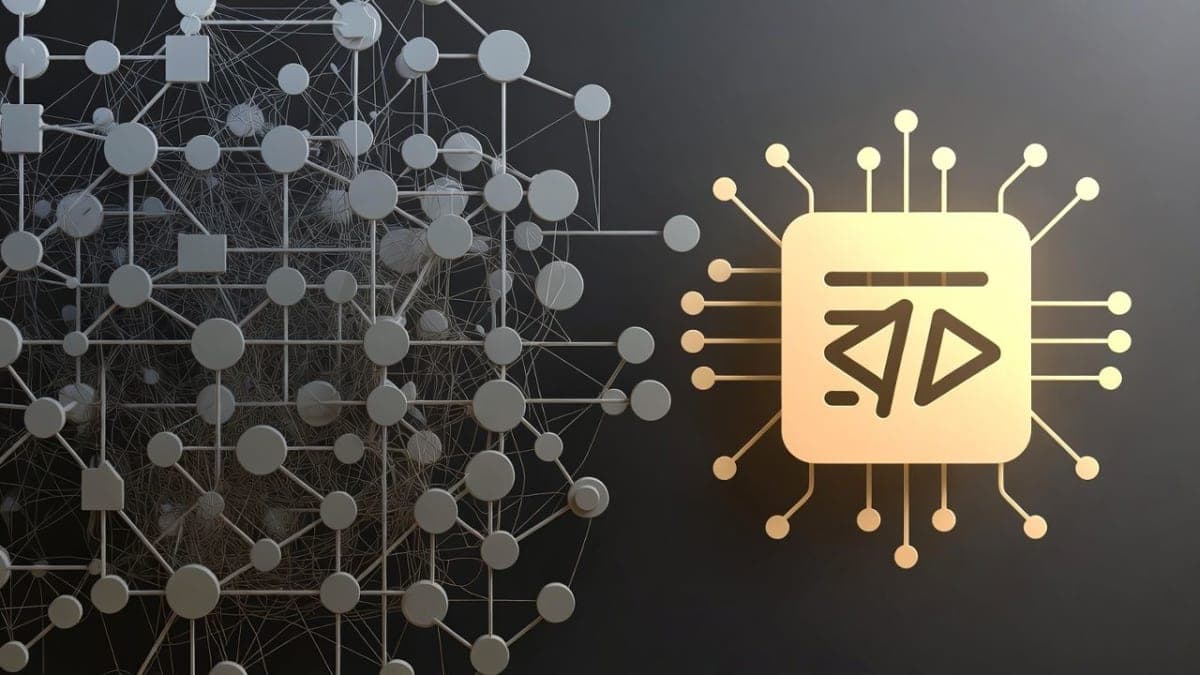 Split illustration comparing complex skills network (left) with simple AGENTS.md document (right) showing the effectiveness of passive context for AI coding agents