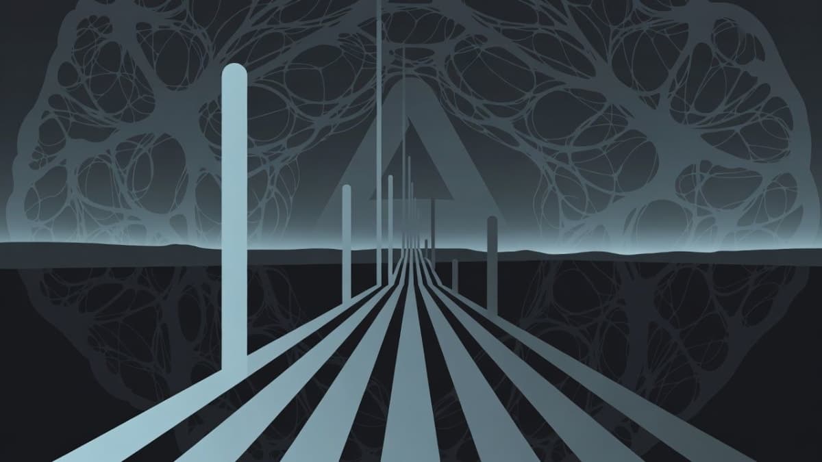 Abstract illustration of an AI development timeline with neural network patterns and muted blue tonesAbstract illustration of an AI development timeline with neural network patterns and muted blue tones