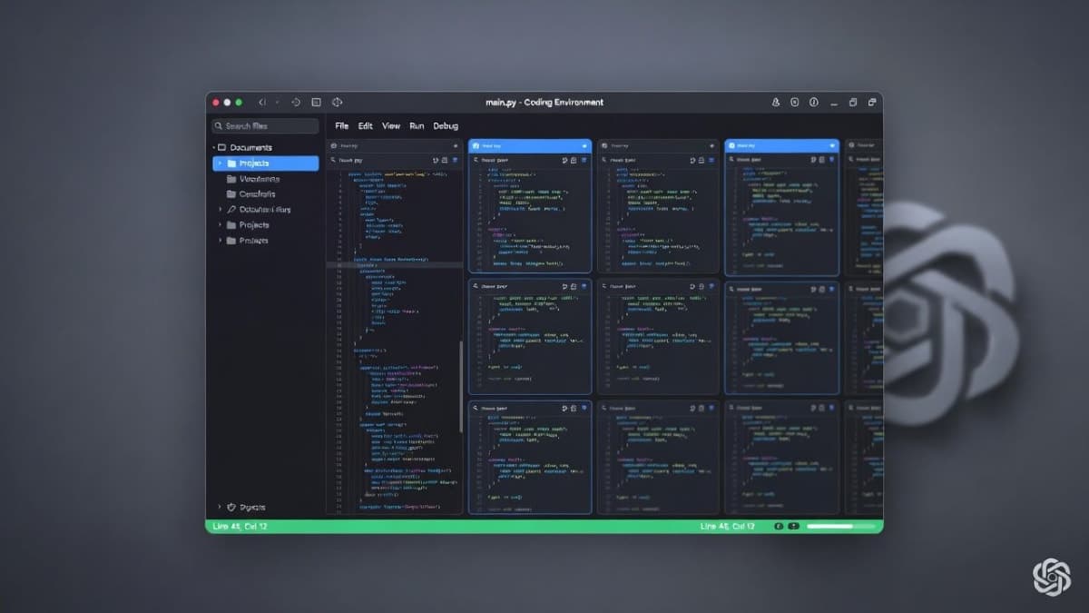 OpenAI Codex desktop app interface showing multiple AI coding agents running in parallel threads