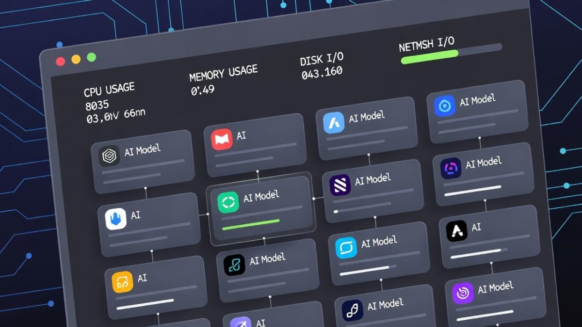 Terminal window displaying hardware analysis results alongside a ranked list of compatible AI models