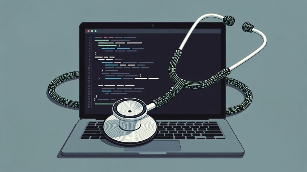 Terminal window showing a React codebase scan with a numeric health score and diagnostic output
