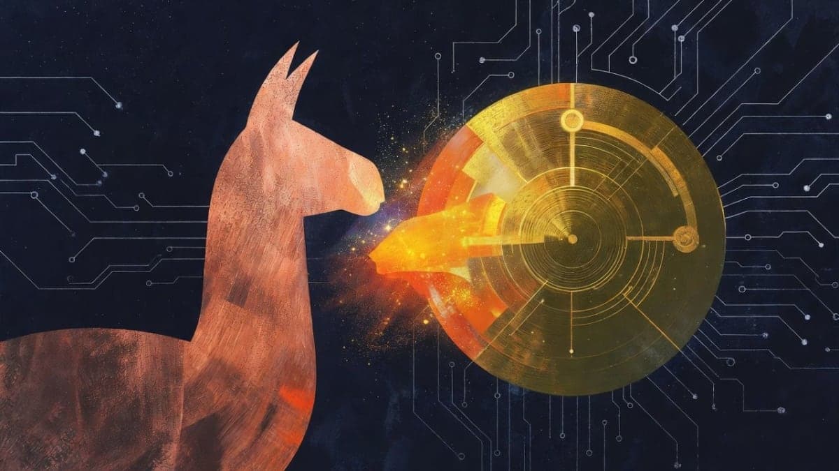 Abstract illustration of two puzzle pieces connecting, one representing local AI inference and another representing a model distribution hub, set against a minimalist tech background