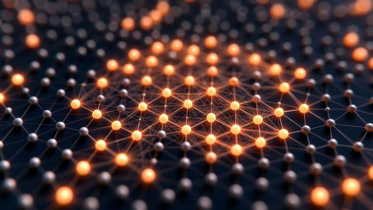 Abstract visualization of sparse neural network routing paths with glowing nodes on a dark background, representing mixture-of-experts architecture efficiency