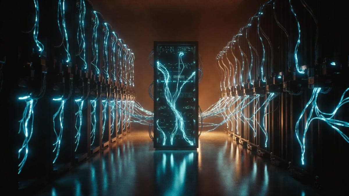 Abstract visualization of a neural network with a faint reflective surface suggesting introspection, rendered in cool blue and warm amber tones