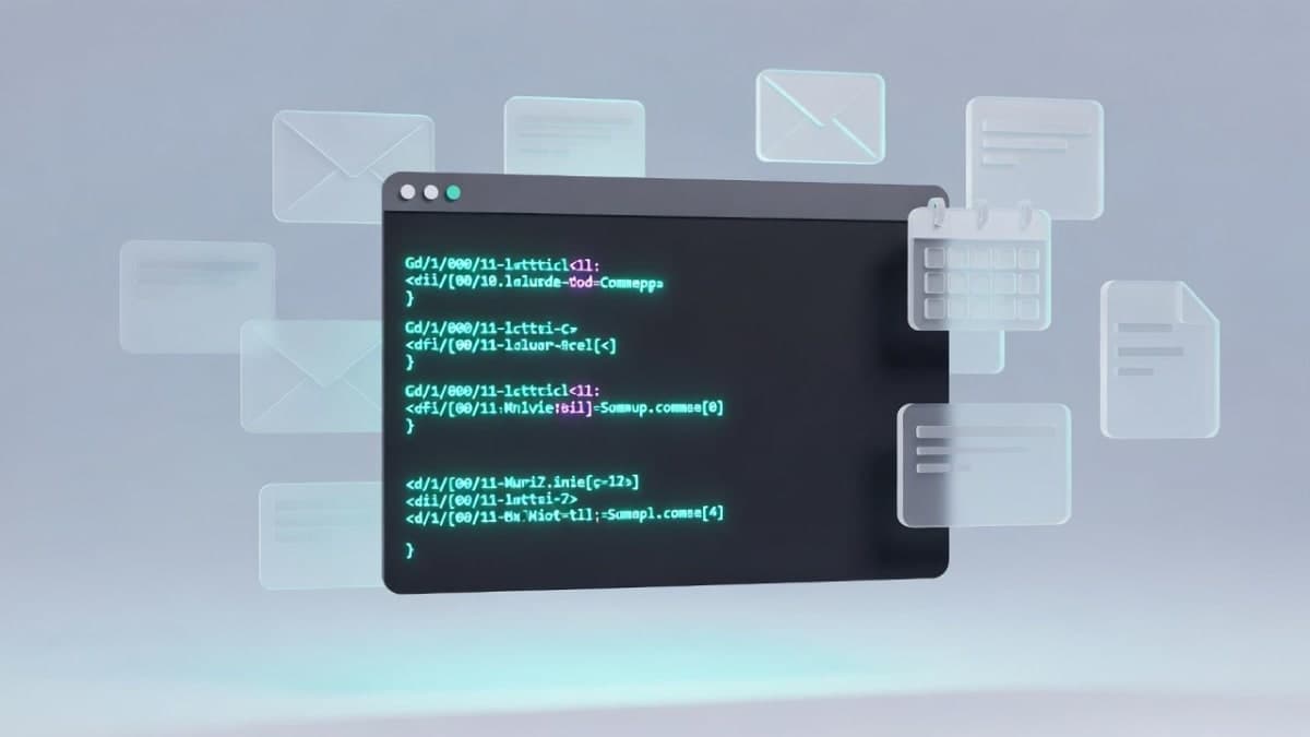 Terminal window showing a command-line interface interacting with Google Workspace services like Gmail and Drive
