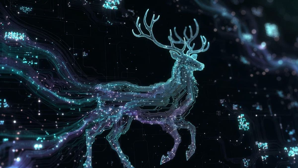 Abstract visualization of interconnected AI agent nodes orchestrating tasks through a central hub, with data flowing between sandboxed containers