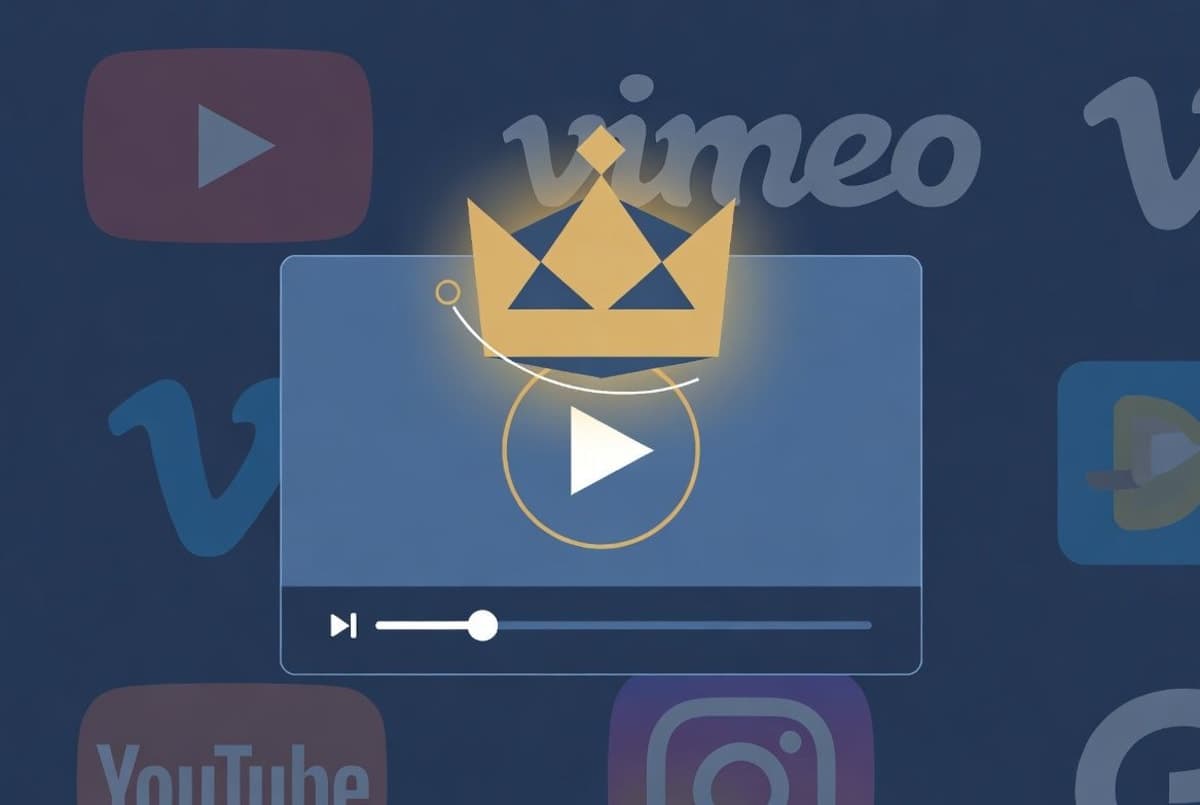 Abstract visualization of competing AI video generation models with a leaderboard ranking display
