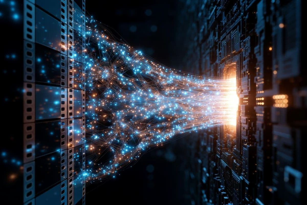 Sam Altman speaking at an OpenAI event with Sora and ChatGPT logos in the background