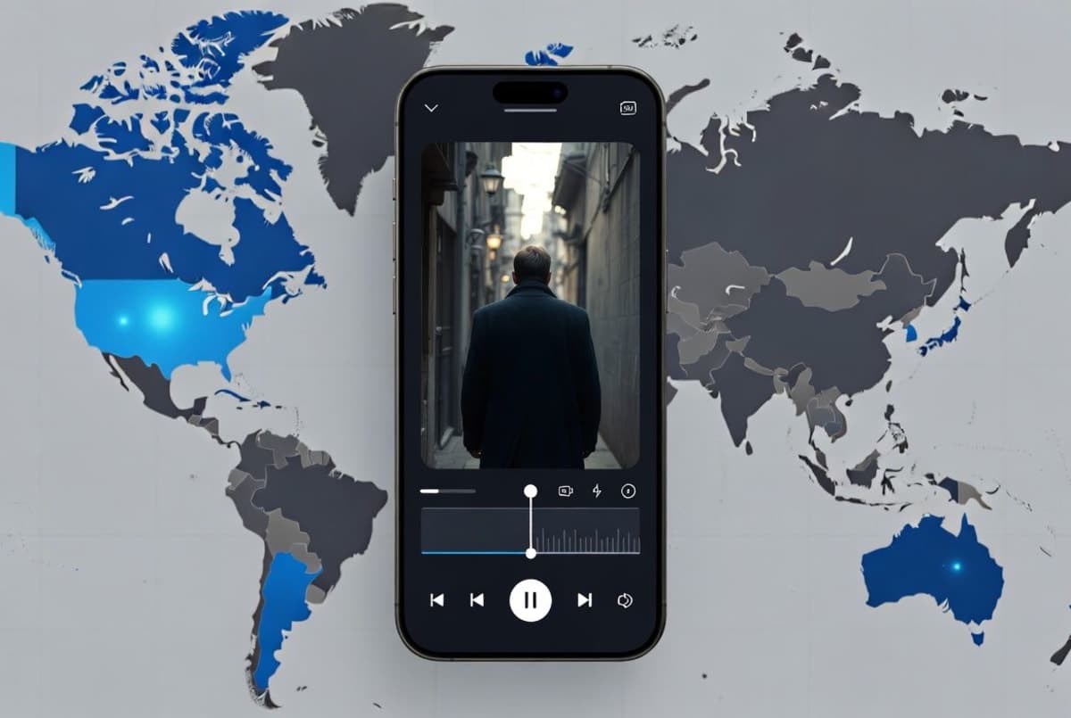 A smartphone displaying the CapCut editing interface with an AI-generated video clip playing on screen, set against a gradient background