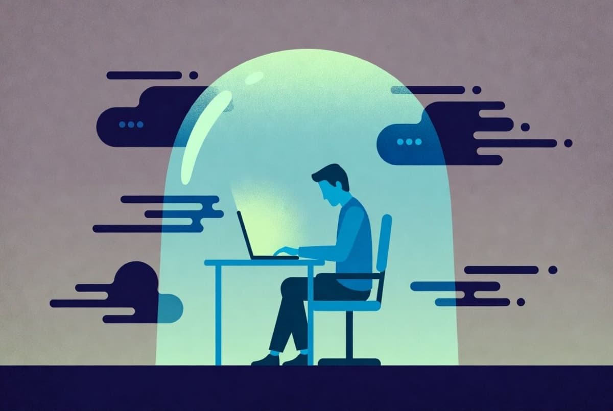 A laptop running terminal commands with green text on a dark screen, surrounded by network cables and no cloud icons visible