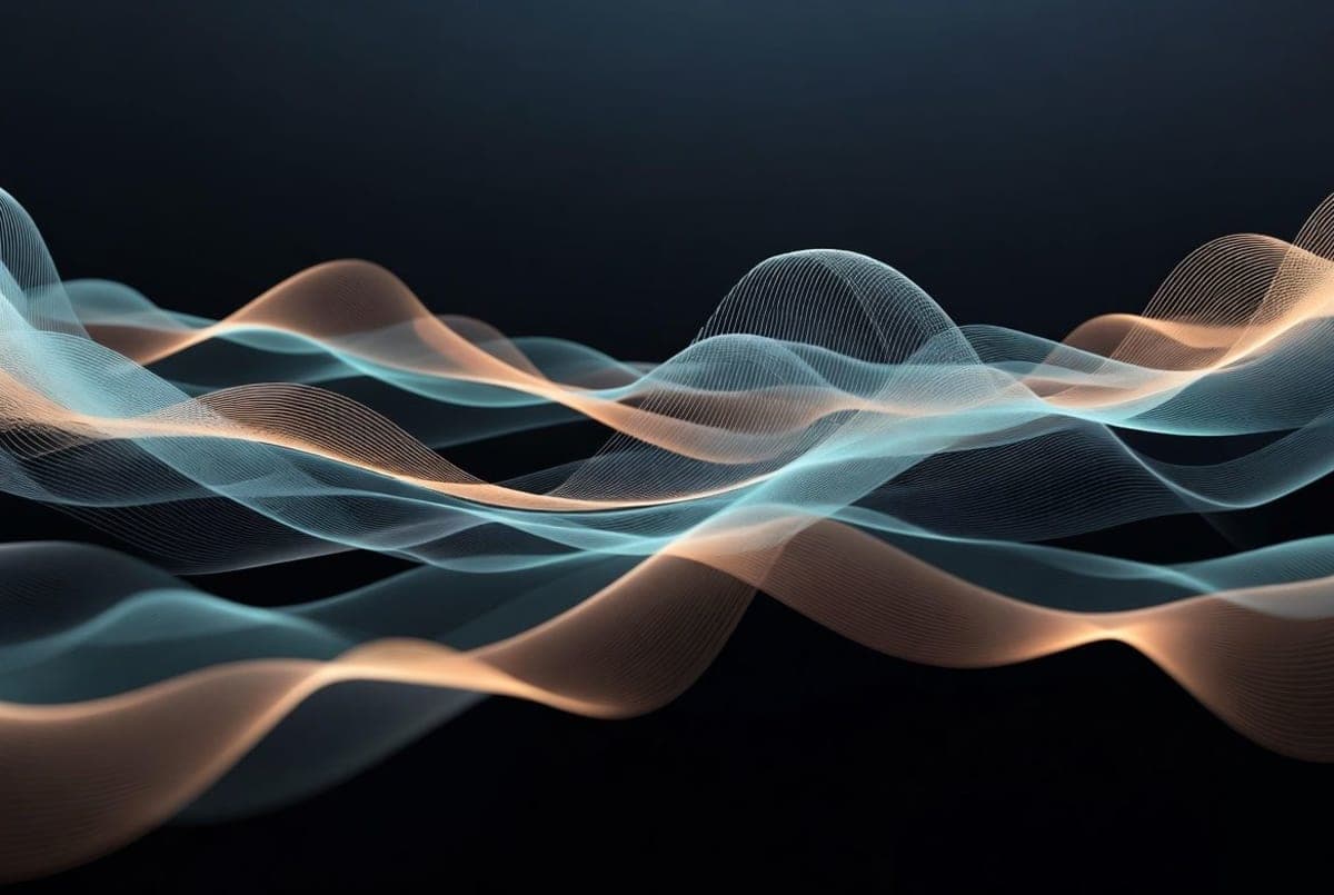 Abstract waveform visualization representing multilingual speech synthesis technology