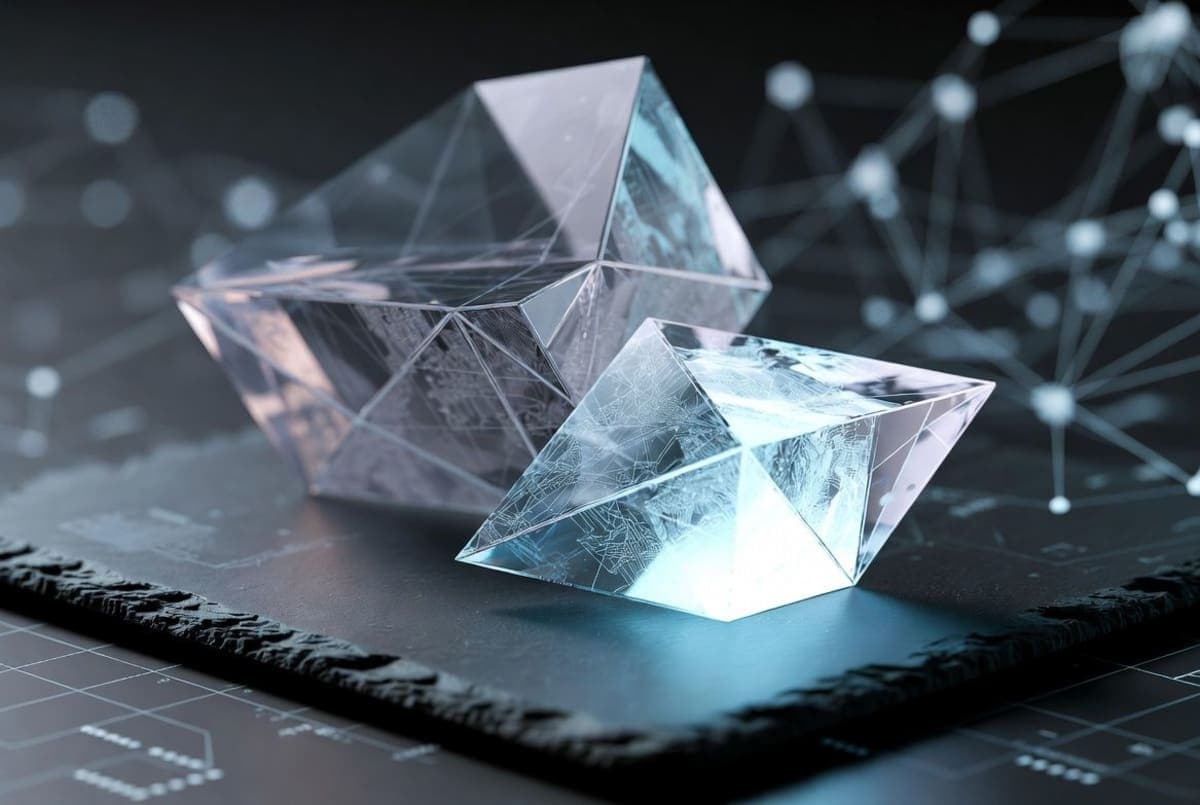 Abstract visualization of shifting AI market share with overlapping bar charts representing ChatGPT, Gemini, and Claude traffic