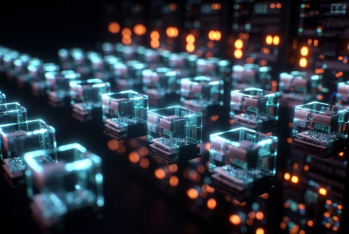 Abstract visualization of isolated microVM sandboxes running in parallel on a Linux host