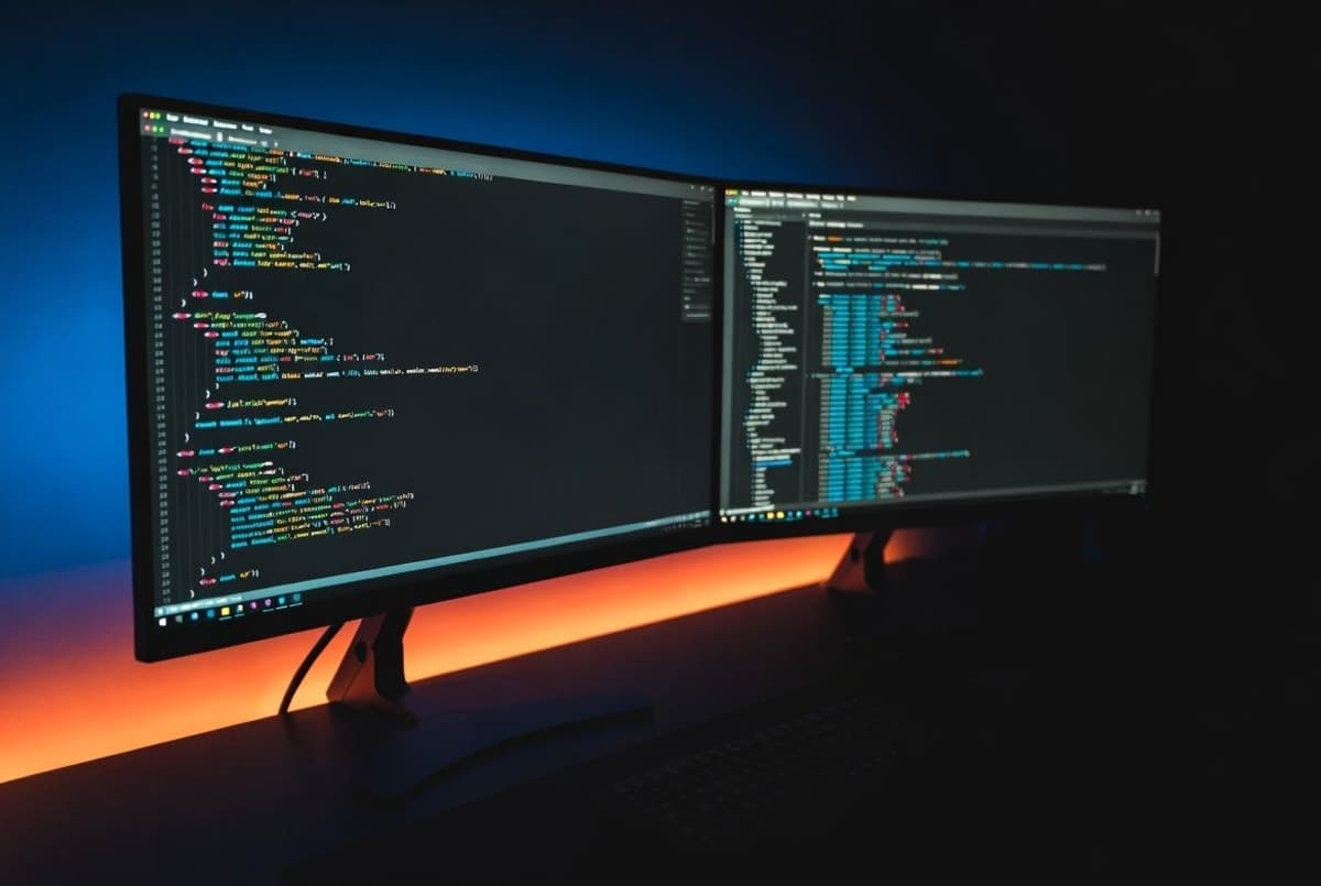 Abstract visualization of a neural network processing long chains of tool calls, with Xiaomi branding hues of orange and deep blue