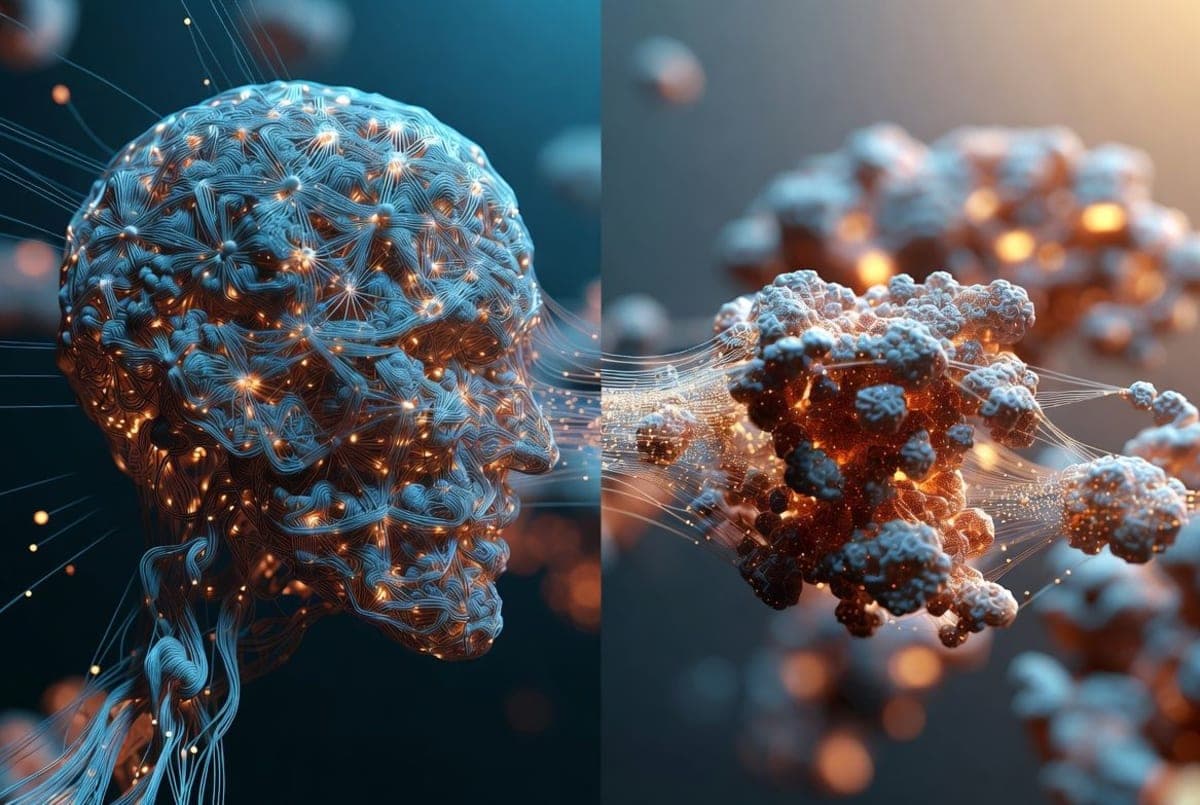 Abstract visualization of a compressed neural network with sub-models extracted from a larger architecture