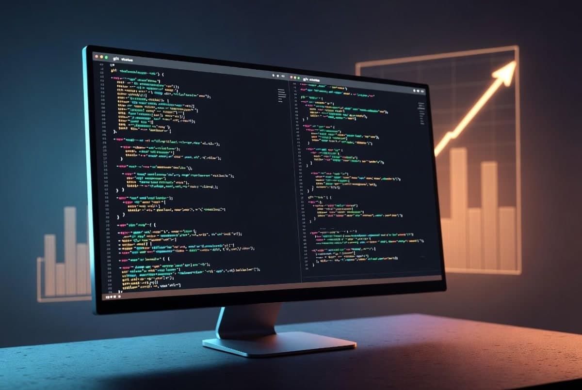 Developer working at a terminal with code editor open, signaling expanded Claude Code usage capacity