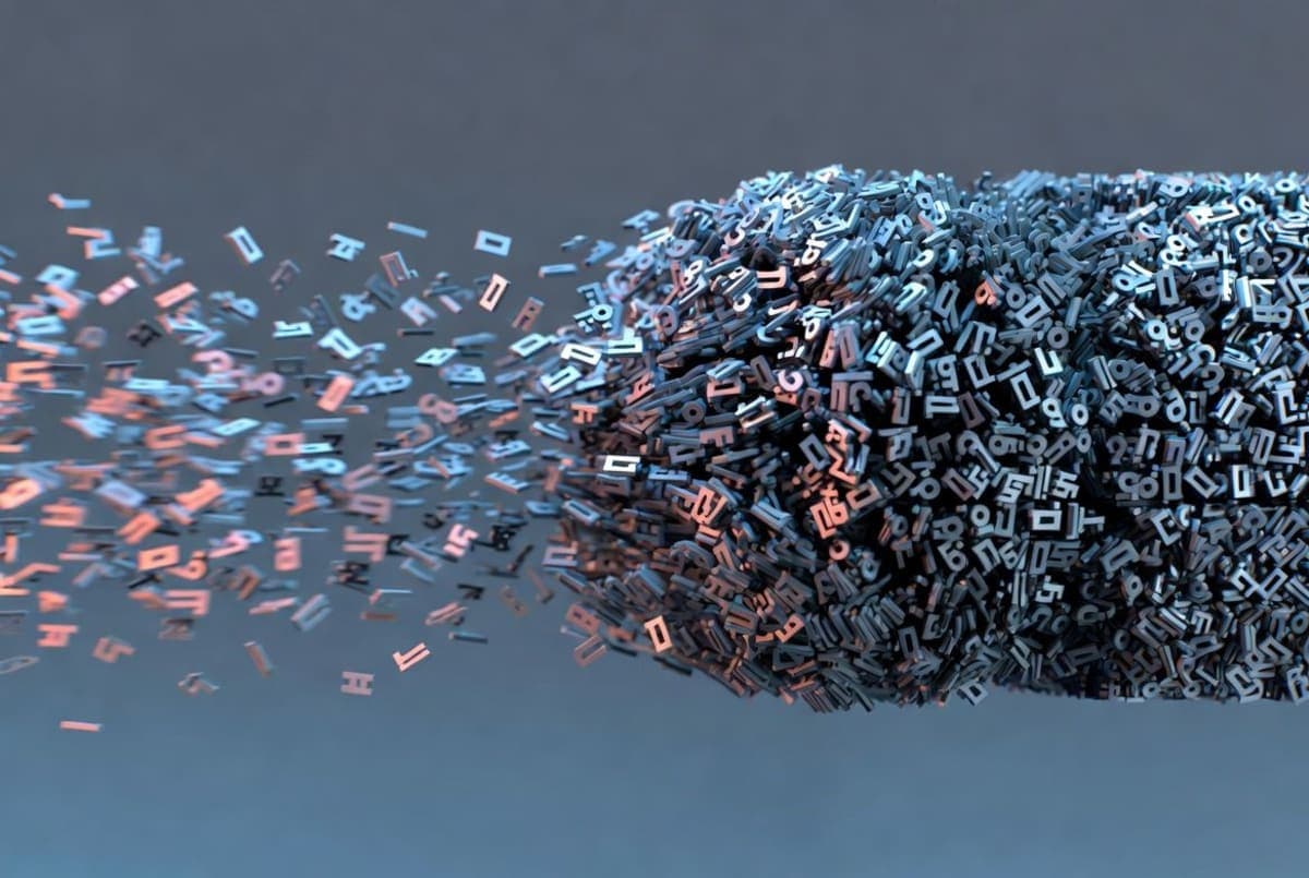 Abstract visualization of language model pretraining with overlapping token streams compressed into a single forward pass