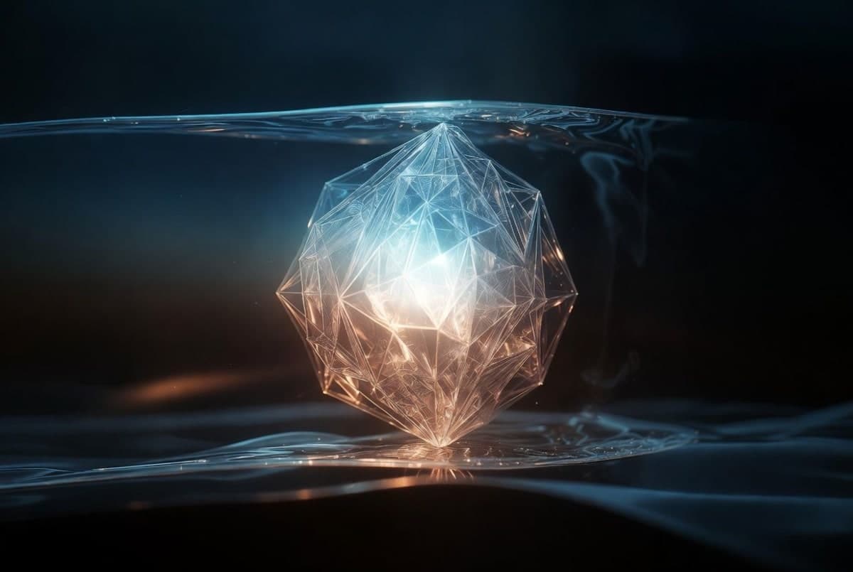 Abstract visualization of a powerful AI model with a protective barrier separating it from restricted zones