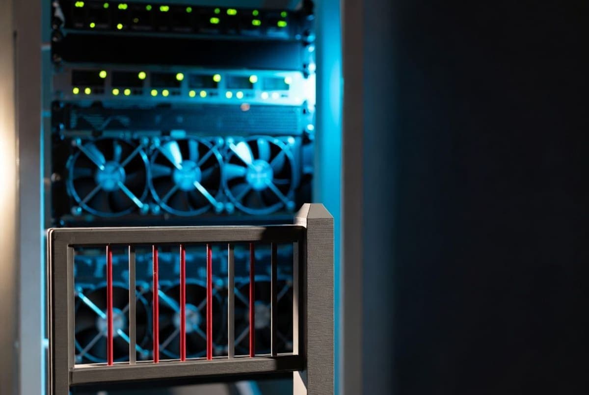 The White House and a stylized AI server rack connected by an approval checkpoint, representing government vetting of an AI model release
