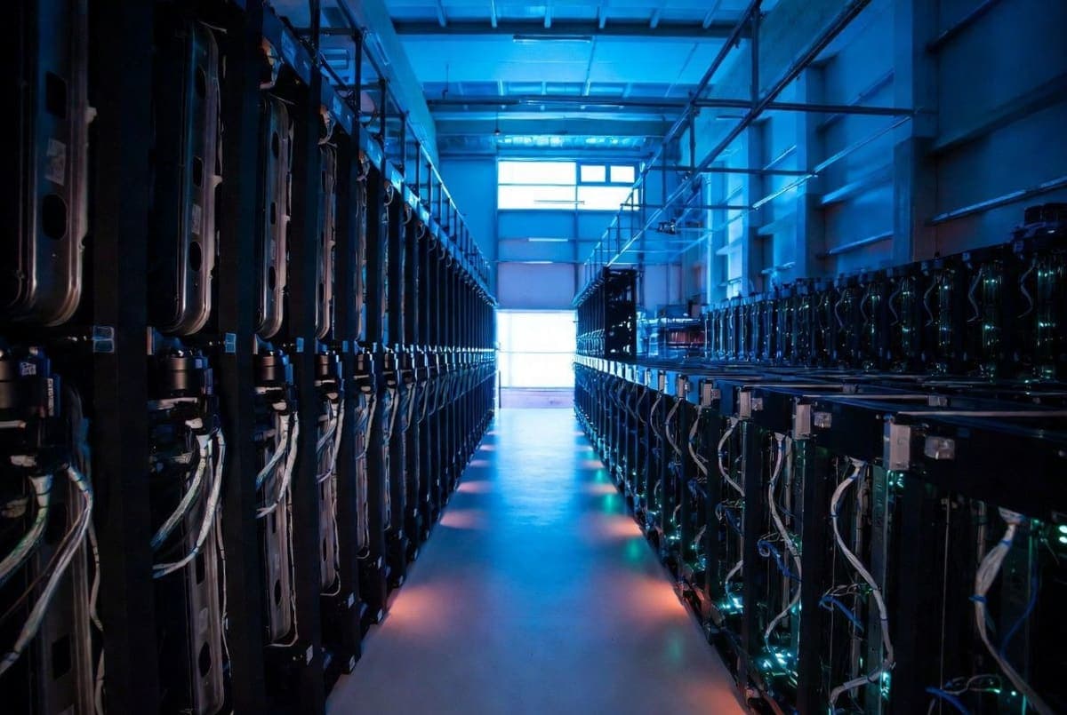 European supercomputer data center racks glowing blue with EU member state servers in a sovereign computing facility